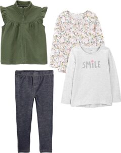 Simple Joys by Carter's Toddler Girls' 4-Piece Top and Vest Set, Pack of 4: 