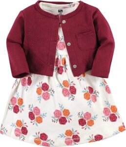 Hudson Baby Baby Girls' Cotton Dress and Cardigan Set: