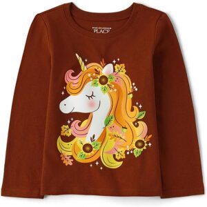 The Children's Place Baby Girls' and Toddler Fall Thanksgiving Long Sleeve Graphic T-Shirt