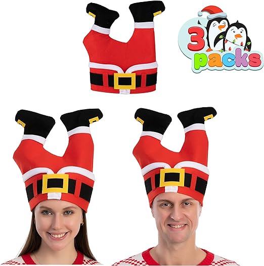 JOYIN 3 Packs Christmas Santa Pants Hats for Funny, Novelty Adult Christmas Hats