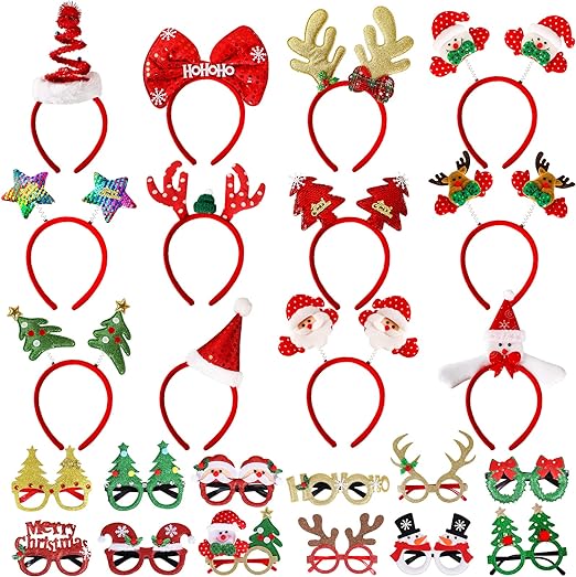 Max Fun 24 Pieces Christmas Glasses Frame and Headbands Set: