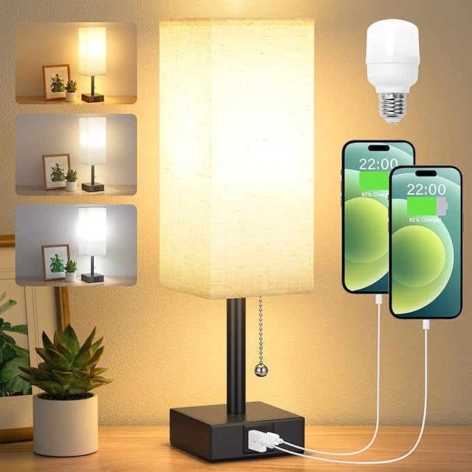 Bedside Table Lamp with 3 Color Temperatures